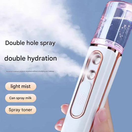 Blue Dual Nozzle Nano Facial Mister - USB Rechargeable Hydrating Spray - Mekamart Australia