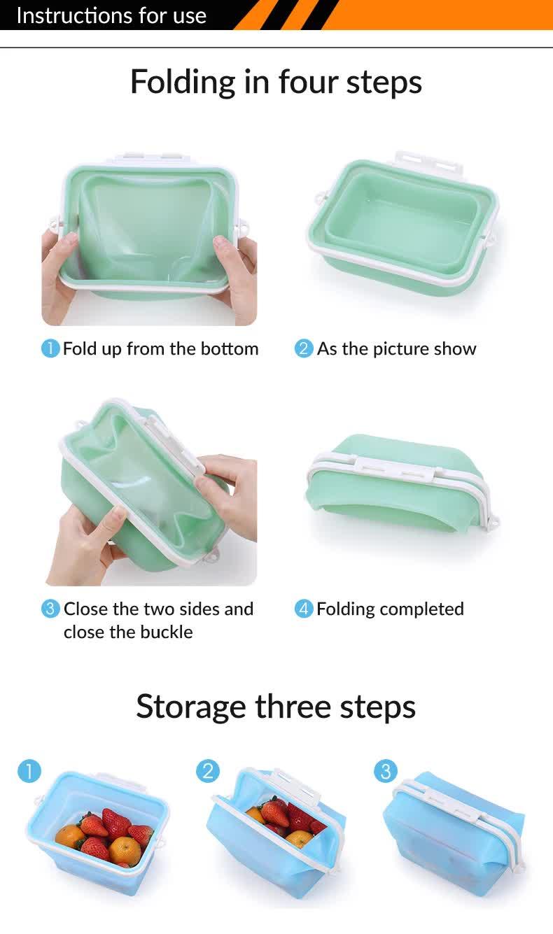 2 Pcs Green Collapsible Silicone Food Storage Container - Microwave & Freezer Safe Lunch Box - Mekamart Australia