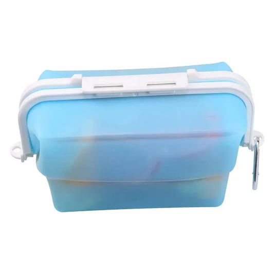 2 Pcs Blue Collapsible Silicone Food Storage Container - Microwave & Freezer Safe Lunch Box - Mekamart Australia