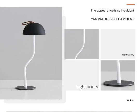 Gold Three-dimensional stripes Sleek Minimalist LED Mushroom Table Lamp - Rechargeable 3-Color Touch Control, Bar & Ambient Light - Mekamart Australia