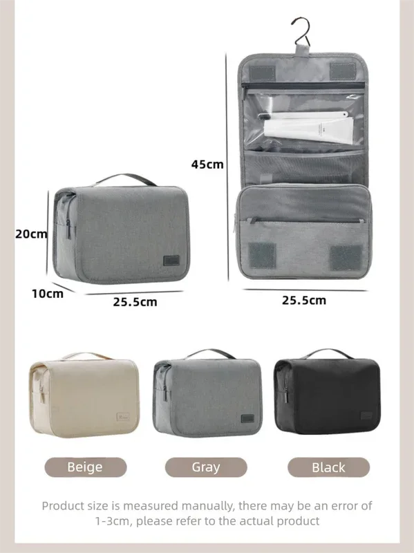 Black Eco-Friendly RPET Hanging Toiletry Bag - Large Capacity Waterproof Travel Makeup Organizer - Mekamart Australia