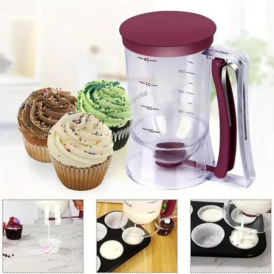 Red Precision Batter Dispenser with Measurement Marks - 900ml Easy Pour for Pancakes, Cupcakes & Waffles - Mekamart Australia