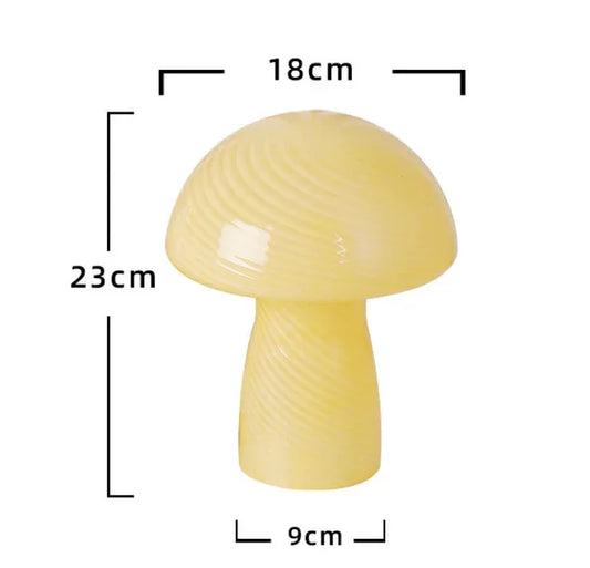 Stripe-Pure White Retro Swirl Glass Mushroom Table Lamp - LED Bedside Night Light - Mekamart Australia