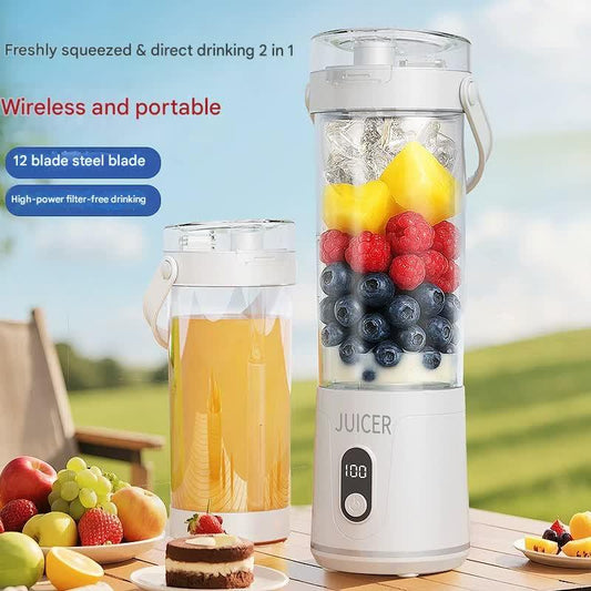 Portable Wireless Juicer Cup - 600ml, 12-Blade, USB-C Rechargeable Smoothie Blender(white) - Mekamart Australia
