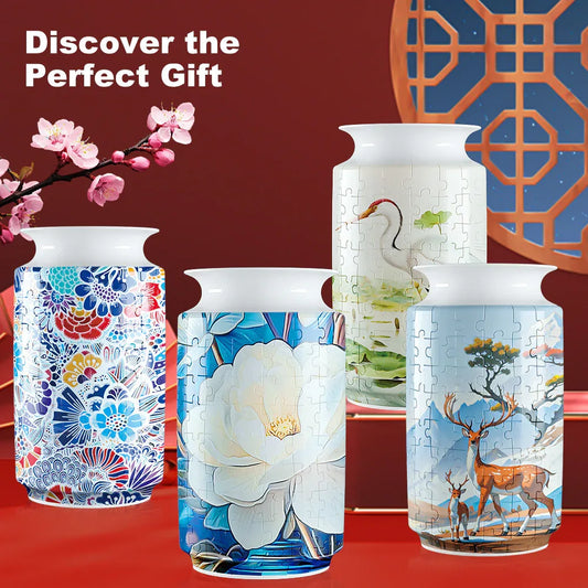 Colorful Style 1 DIY 3D Puzzle Vase - Creative Jigsaw Flower Holder with Waterproof Liner - Decorative Home Accent & Unique Gift - Mekamart Australia
