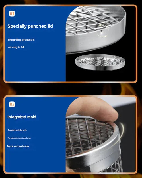 2 Pcs Size S Silver Rolling Stainless Steel BBQ Grill Basket - Cylindrical Grilling Cage for Veggies, Meats & More (304 Food-Grade) - Mekamart Australia