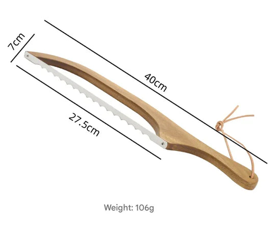 2 Pcs Brown Artisan Wooden Bread Bow Knife - Serrated Stainless Steel Slicer for Effortless Crumb-Free Cutting - Mekamart Australia