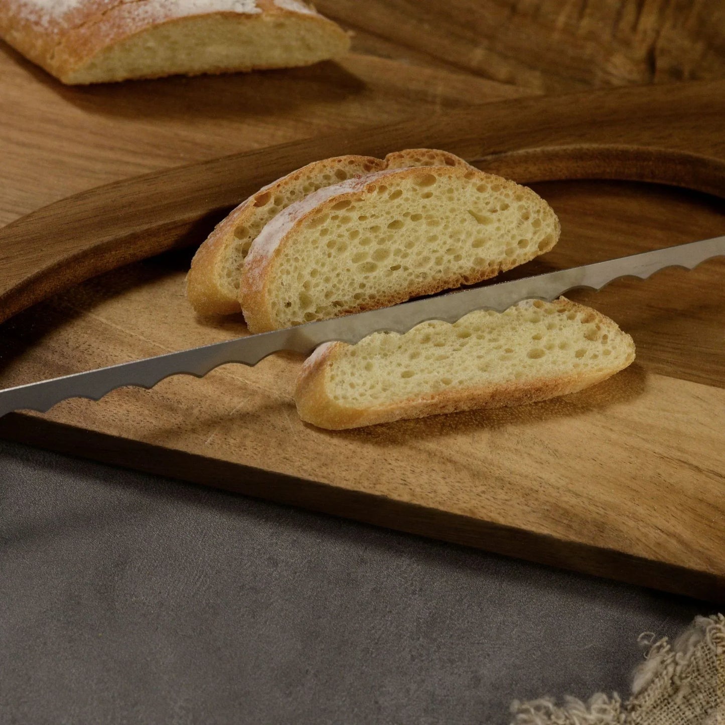 2 Pcs Brown Artisan Wooden Bread Bow Knife - Serrated Stainless Steel Slicer for Effortless Crumb-Free Cutting - Mekamart Australia