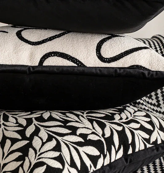 Trees Triangle Elegant Two-Piece INS-Style Jacquard Pillow Covers - Black & White Sofa Decor - Mekamart Australia