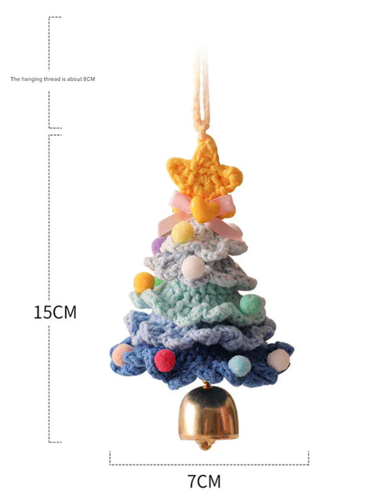 2PCS Multicolor Handmade-Style Crochet Christmas Tree Ornament - Festive Plush Hanging Decor for Home & Car - Mekamart Australia