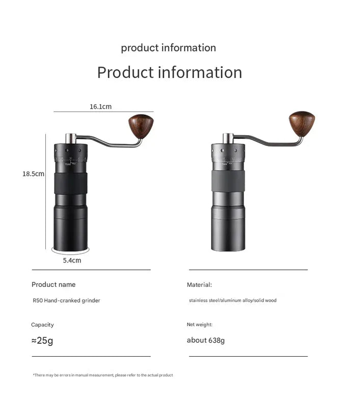 Grey Premium 7-Star Manual Coffee Grinder - Portable Bean Mil(R50pro) - Mekamart Australia