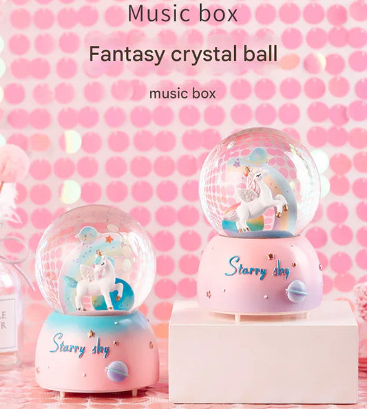 Enchanting Unicorn Snow Globe Music Box - Magical Starry Sky Musical Gift for Girls - Mekamart Australia