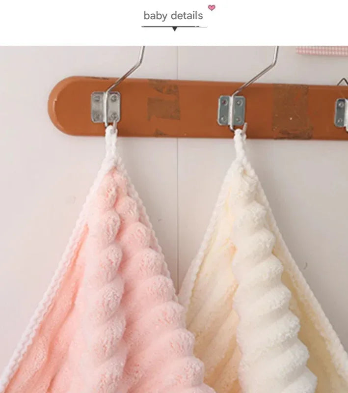 Blue Plush Ribbed Coral Fleece 3-Piece Towel Set - Ultra Soft & Absorbent Bath, Hand Towel and Hair Wrap - Mekamart Australia