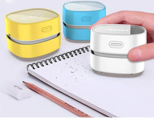 Yellow Rechargeable Cordless Mini Desktop Vacuum - Portable Handheld Cleaner for Desk, Keyboard, Crumb & Dust - Mekamart Australia