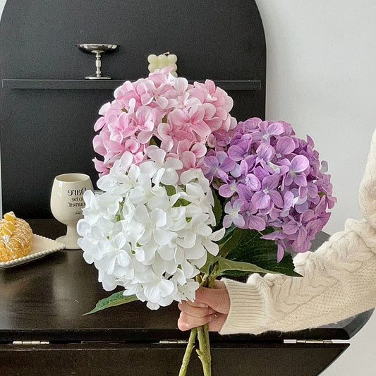 5-Piece Purple Premium Lifelike Hydrangea Artificial Flowers- 60cm Long Stem Faux Floral Bouquet for Home, Wedding & Vase Decor - Mekamart Australia