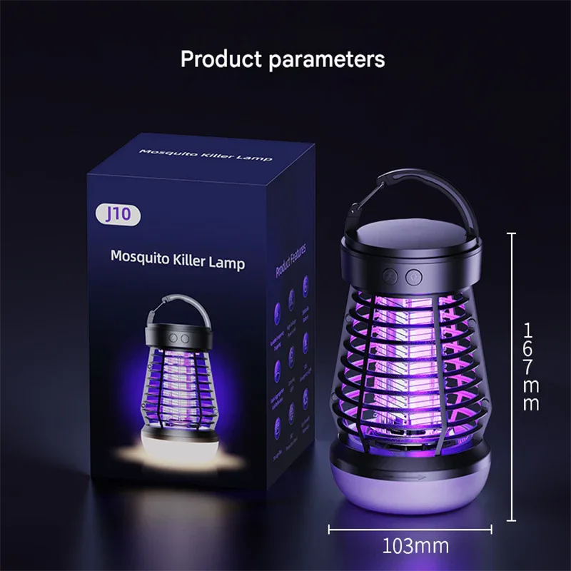 White Rechargeable 3-in-1 Bug Zapper Lantern - Portable UV Mosquito Killer with Camping Light & SOS Mode - Mekamart Australia