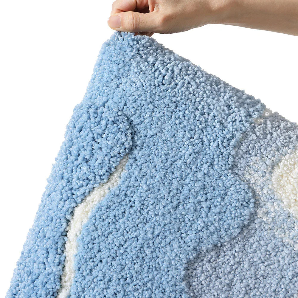 Premium Bath Mat with 8X Water Absorption & Non-Slip Base(Footprints by the seaside) - Mekamart Australia