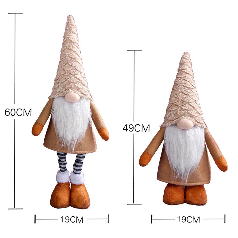 Retractable Leg Christmas Gnome Plush - Adjustable Standing Holiday Decoration(Grey) - Mekamart Australia