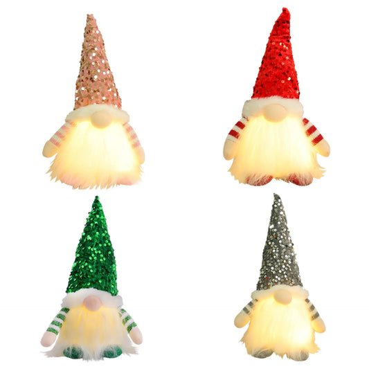 2 Pcs Green Charming Light-Up Christmas Gnome - Festive Nordic Plush Holiday Decoration - Mekamart Australia