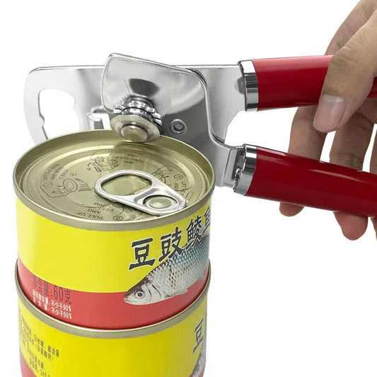 Red (2-Pack) Heavy-Duty Manual Can Opener - Ergonomic 3-in-1 Tool with Stainless Steel Cutter & Bottle Opener - Mekamart Australia