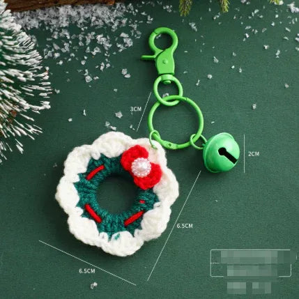Handmade Christmas Crochet Keychain Knitted Yarn Keyring with Floating Display Case Festive Bag Charm Ideal for Kris Kringle and Stocking Stuffers - Mekamart Australia