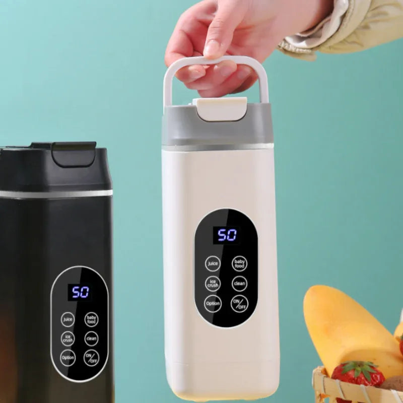 White Portable Wireless 420ML Blender Bottle (8.7x8.7x23.2CM) - 12-Blade Crushing Power, Self-Cleaning, USB Rechargeable for Juices & Smoothies - Mekamart Australia