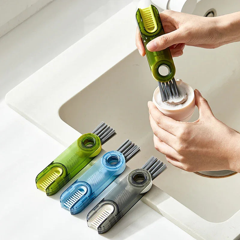 2-Packs 3-in-1 Blue Portable & Compact U-Shape Deeply-Cleaning Brush - Multi-Functional Gap Scrubber for Lids, Mugs, and Baby Bottles - Mekamart Australia