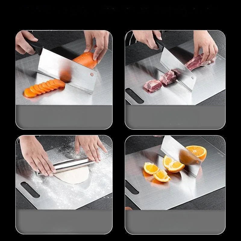 Dual-Sided Stainless Steel Chopping Board - Hygienic & Durable Kitchen Cutting Board for Meat, Veggies & More(40*60cm) - Mekamart Australia