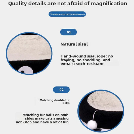 Oval-shaped braised chicken Large Cat Scratcher Bed 2 in 1 Sisal Scratching Pad & Plush Lounge Nest Durable Claw Grinder Mat for Indoor Cats - Mekamart Australia