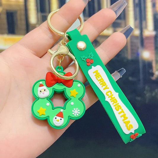 5 PCS Christmas Silicone Keychain Cute 3D Reindeer Penguin Tree Designs Bag Charm Keyring - Mekamart Australia