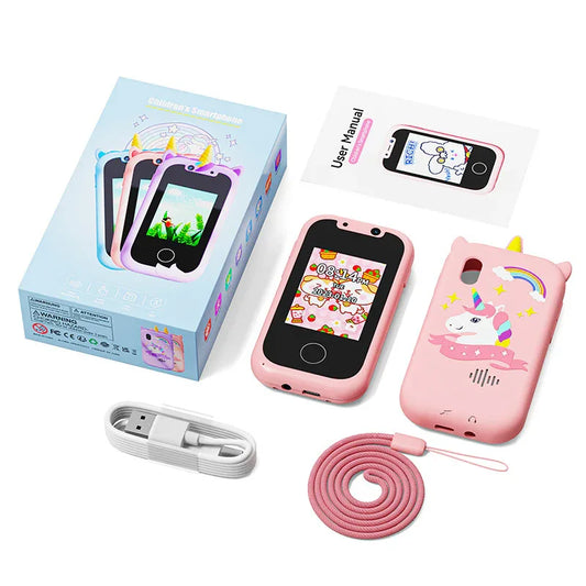 Kids Smart Phone Toy with Dual Camera and IPS Touch Screen Green Dinosaur Silicone Case Educational Games MP3 Music Player 512MB Card Included Ideal Gift for Boys - Mekamart Australia