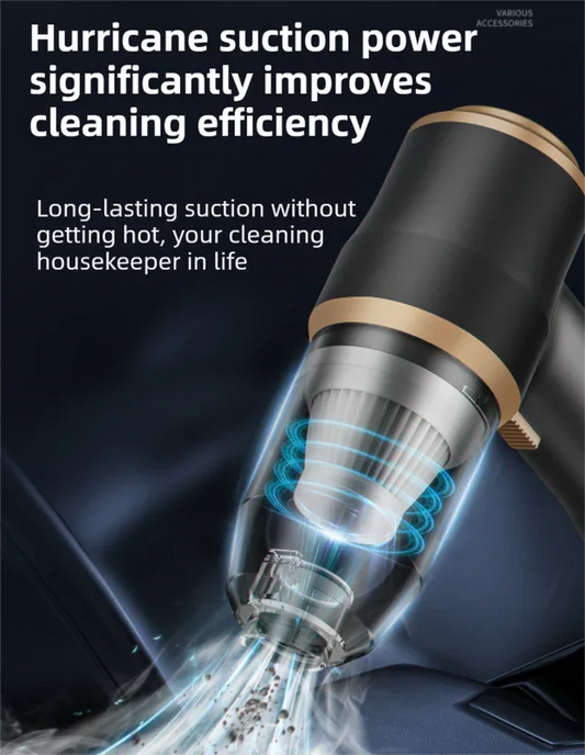 4-in1 Black Wireless Compact Handheld Car Vacuum Cleaner & Air Duster with 5 Nozzles/Brushes- 15000 Pa Ultra-Powerful Blower/Suction Tool for Auto, Home & Office - Mekamart Australia