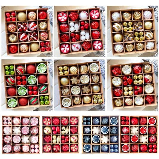 MJXK46-20Y Christmas Decorative Balls Set(24x24x6CM) - Shatterproof Plastic Ornaments with Electroplated & Hand-Painted Finish - Mekamart Australia