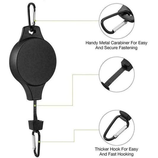 3PCS Black + 3PCS White Retractable Hanging Basket Pulley System & 6PCS Heavy Duty Stainless Steel S-Hooks Combo - Garden Plant Hanger(Max Load 5KG) - Mekamart Australia