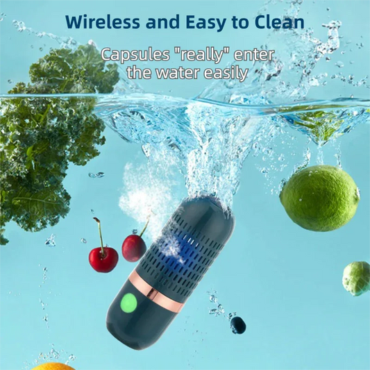 Green Wireless Capsule Fruit and Vegetable Purifier(16x5.4CM) - Portable Food Disinfection & Sterilization Cleaner, 99.9% Bacteria Removal - Mekamart Australia