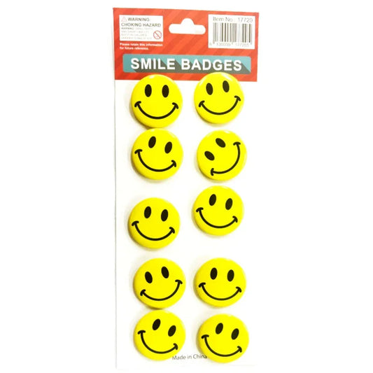 Smiley face badges - Small 3cm - Mekamart Australia