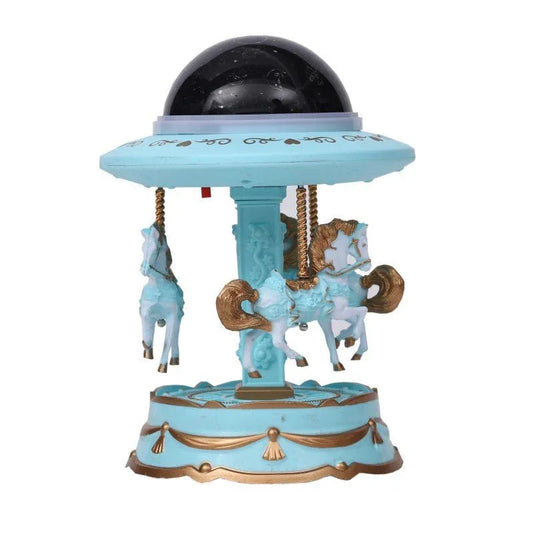 Blue Music Box Musical Carousel Horse LED Carousel Toy Child Birthday Xmas Gift - Mekamart Australia