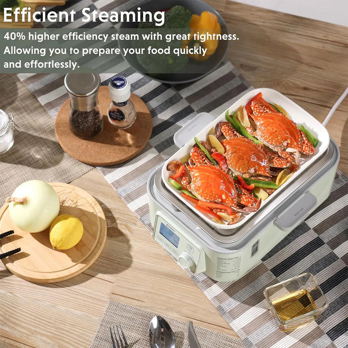BUYDEEM Double Tier 10L Electric One Touch Digital Multifunctional Food Steamer - Mekamart Australia
