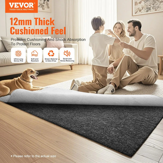VEVOR Rug Pad Gripper 9' x 12' Protective Carpet Pad 0.47" Thick for All Floors - Mekamart Australia