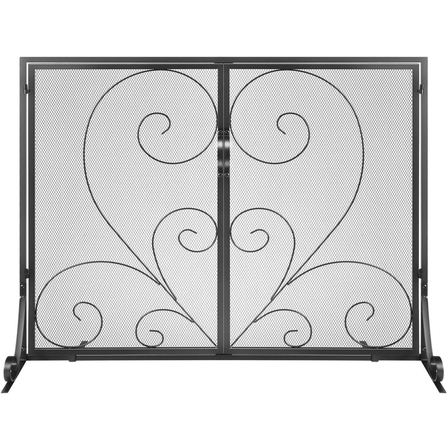 VEVOR 990x802MM Fireplace Screen 2-Panel Iron Mesh Spark Guard Vintage Black - Mekamart Australia