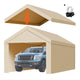 VEVOR Carport Replacement Canopy, 6 x 3 m Potable Garage Tent Top Tarp with Sidewalls, UV-Resistant & Waterproof, Heavy Duty Car Shelter Tarp with Ball Buggees, Beige, Frame Not Included - Mekamart Australia