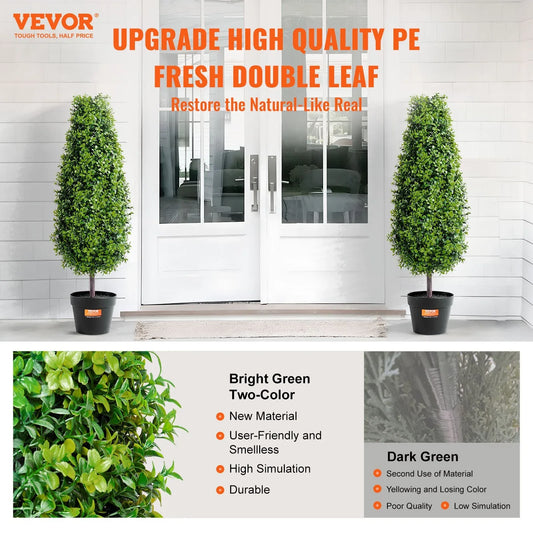 VEVOR 2 Pack 91.4cm Artificial Boxwood Topiary Tree Faux Plant UV Decor In/Outdoor - Mekamart Australia