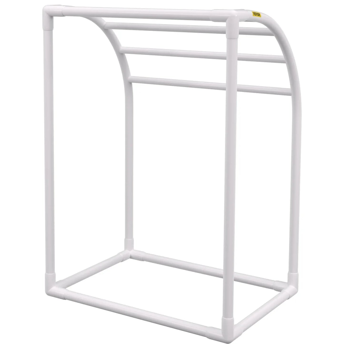 VEVOR Pool Towel Rack, 5 Bar, Milky, Freestanding Outdoor PVC Curved Poolside Storage Organizer, Include 8 Towel Clips, Mesh Bag, Hook, Also Stores Floats and Paddles, for Beach, Swimming Pool, Home - Mekamart Australia