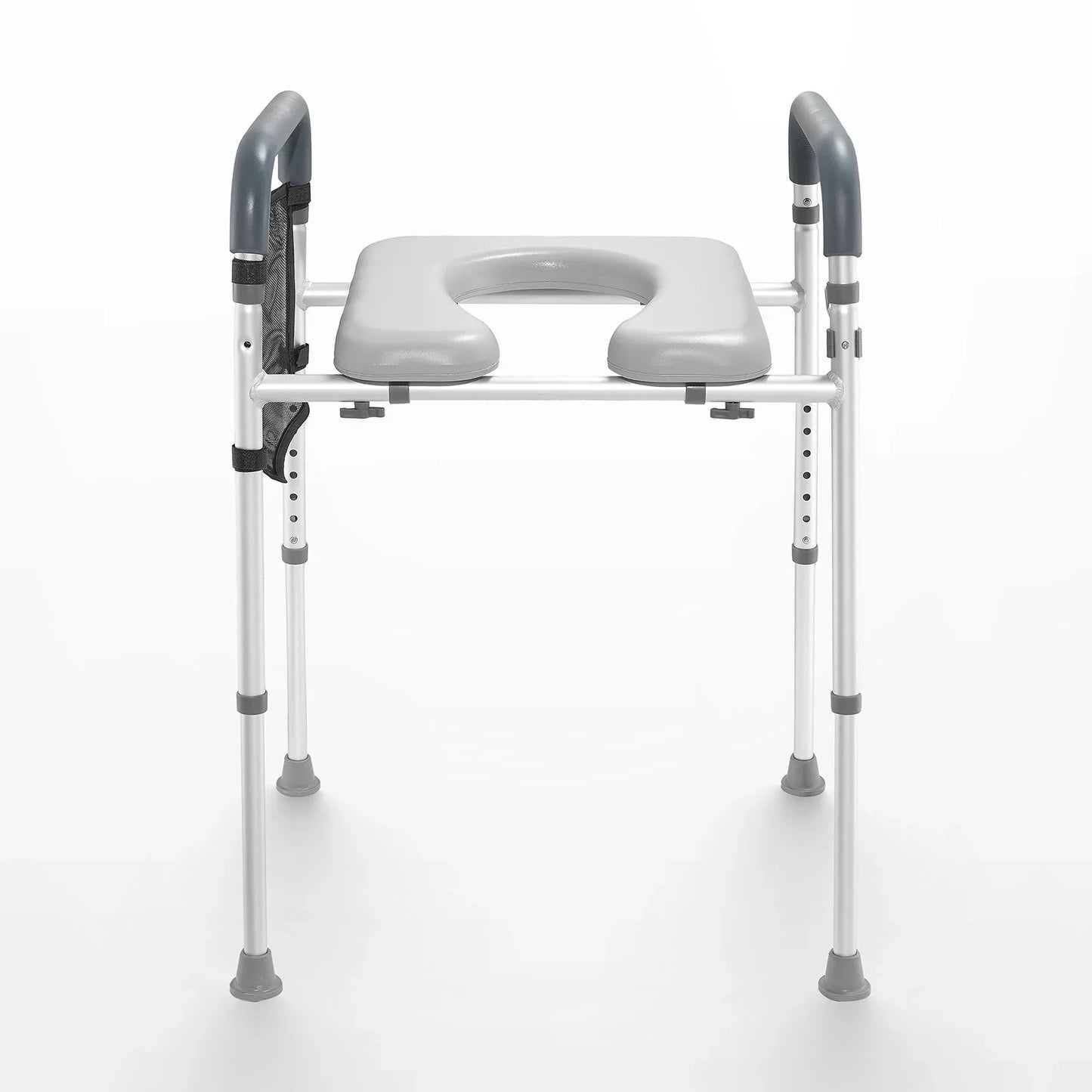 VEVOR Raised Toilet Seat, 7-Position Height Adjustment 655-805 Mm, 158.7 kg Weight Capacity, with Comfort Padded Aluminum Frame, Universal Toilet Seat Riser, for Elderly, Handicap, Pregnant, Medical - Mekamart Australia
