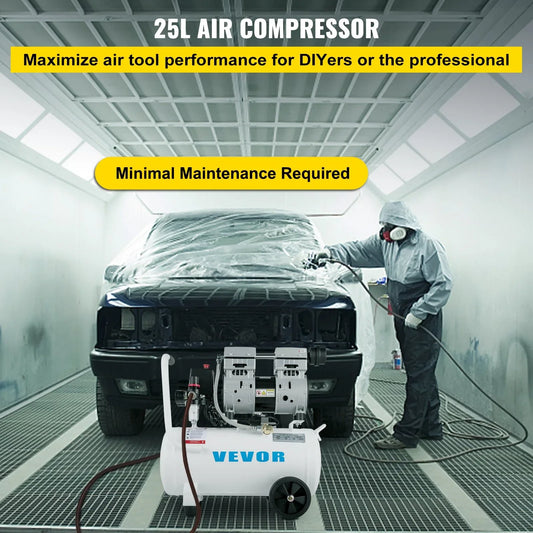 VEVOR Air Compressor 6.6 Gallon, Portable Air Compressor 1 HP, Oil Free Air Compressor Steel Tank 750W, Pancake Air Compressor 115 PSI, Ultra Quiet Compressor for Home Repair, Tire Inflation - Mekamart Australia