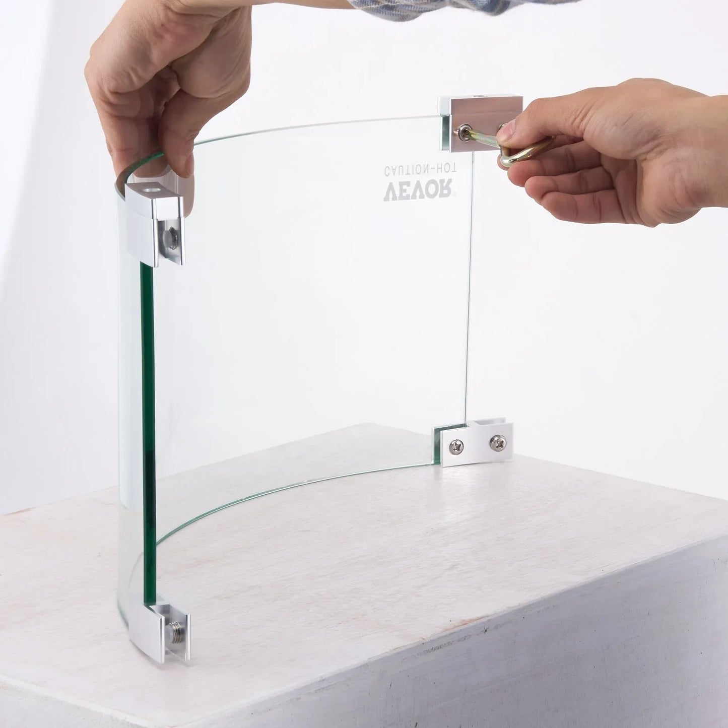 VEVOR Fire Pit Wind Guard, 26 x 26 x 6 Inch Glass Flame Guard, Round Glass Shield, 1/4-Inch Thick Fire Table, Clear Tempered Glass Flame Guard, Steady Feet Tree Pit Guard for Propane, Gas, Outdoor - Mekamart Australia