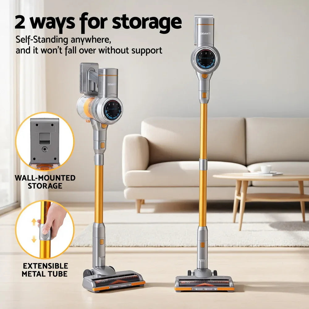 Devanti 300W Stick Vacuum Cleaner Cordless Self-Standing Golden - Mekamart Australia