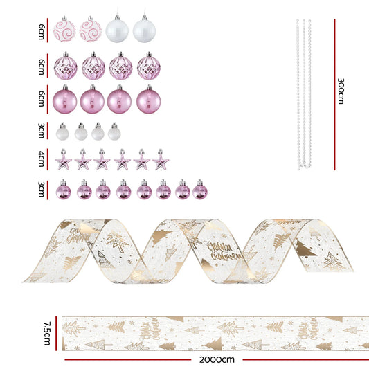 Jingle Jollys Christmas Tree Decoration Set Ribbon Baubles Ornaments Party 34pcs - Mekamart Australia