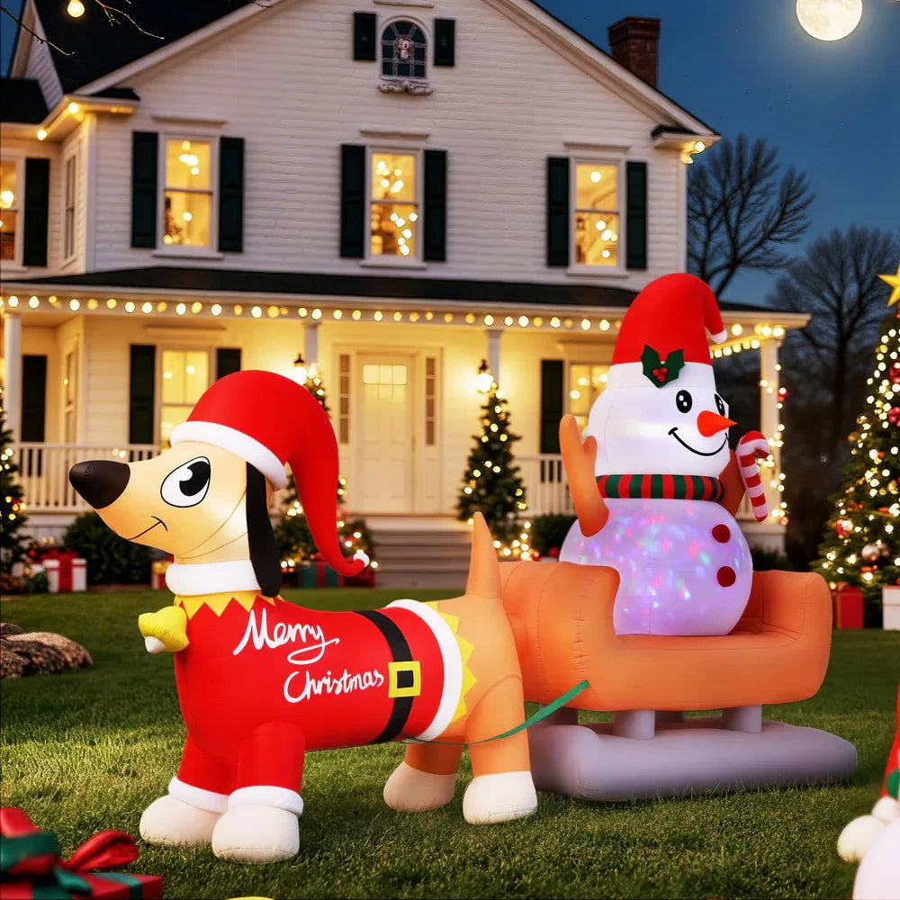 Jingle Jollys Christmas Inflatable Snowman Dog 4.2M Tall Outdoor Decorations Illuminated - Mekamart Australia