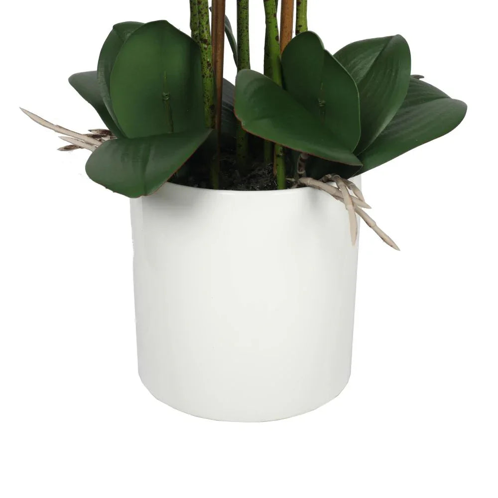 Large Multi-Stem White Potted Faux Orchid 65cm - Mekamart Australia